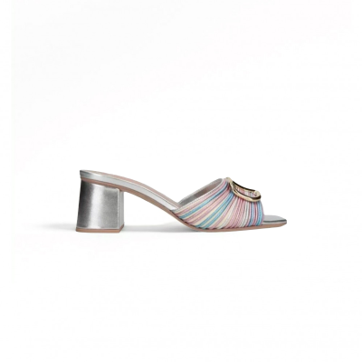 VALENTINO METALLIC VLOGO SIGNATURE SLIDE SANDAL WITH CORNELY EMBROIDERY 60MM